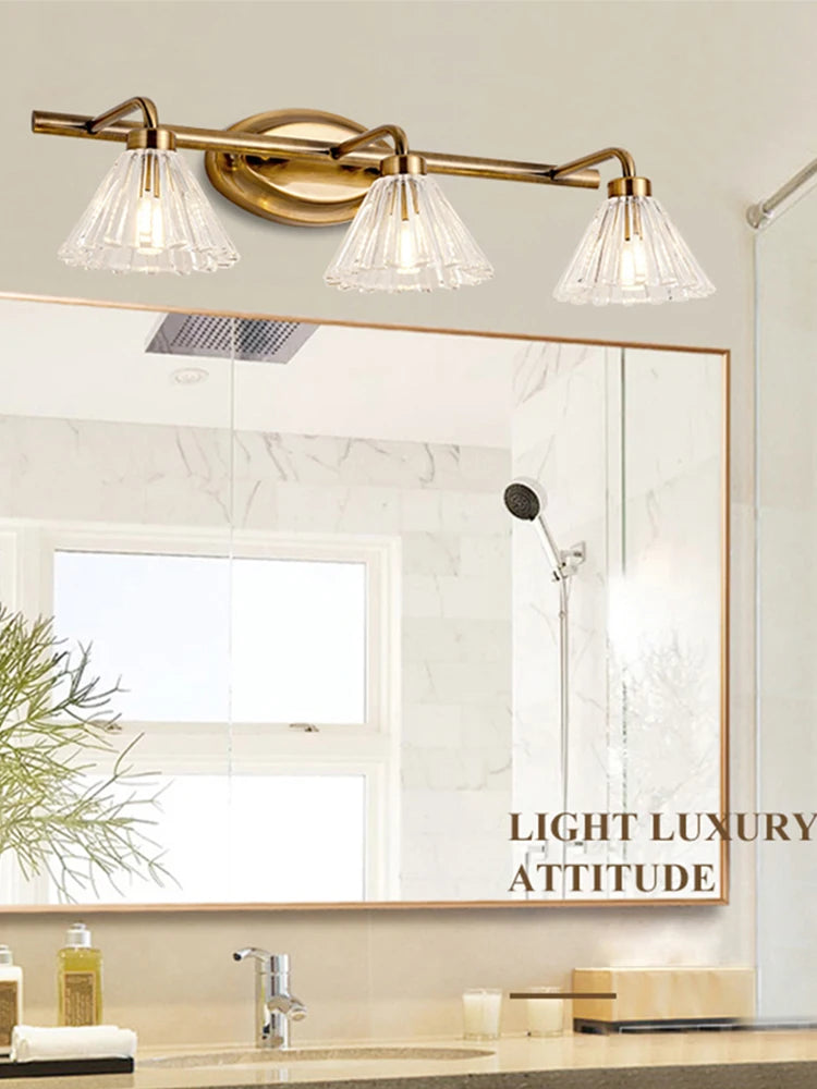 Golden brass flower-shaped wall light