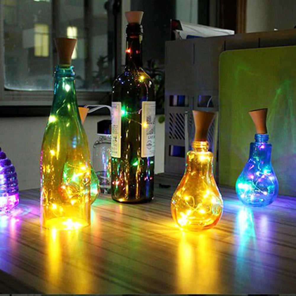 Set of 10 cork LED bottle string lights for decoration and DIY - vue 2 sur 9
