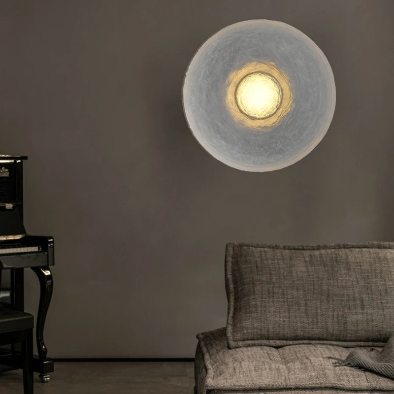 Contemporary circular lamp in transparent resin for modern interiors