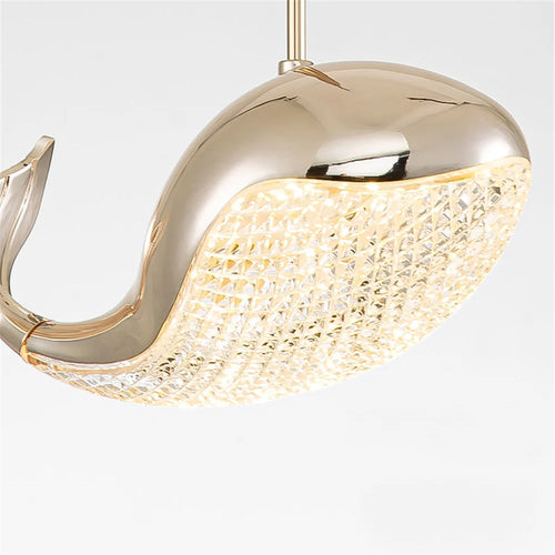 Golden dolphin acrylic LED pendant light for children - vue 10 sur 10