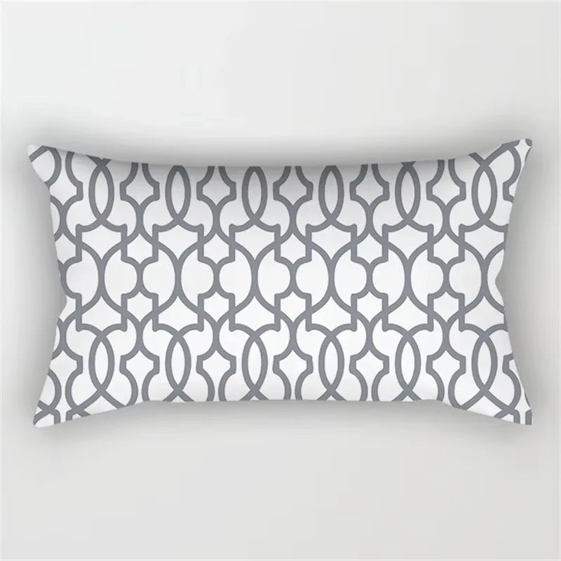 Decorative rectangular grey geometric cushion cover for interiors