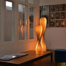 Wooden LED floor lamp modern retro standing spiral dimmable light for living room and bedroom