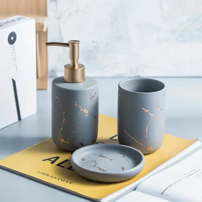 ceramic bottles for soap, shampoo and shower gel - vue 5 sur 14