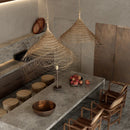 Retro woven bamboo pendant light for Asian-inspired interiors