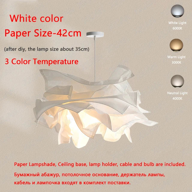 Minimalist paper LED chandelier for DIY indoor lighting - vue 12 sur 12
