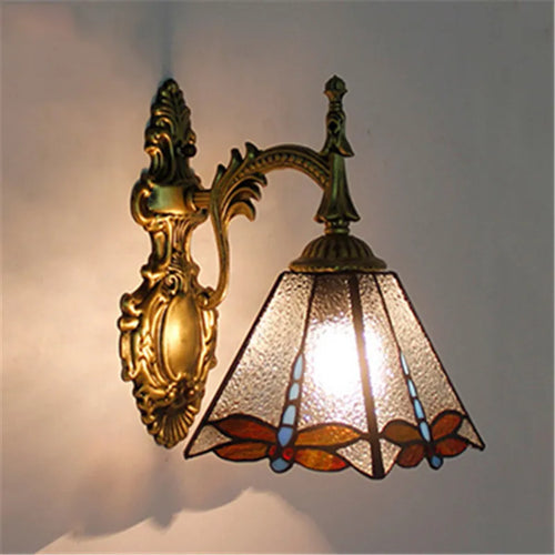 Turkish flower wall light with decorative baroque glass lampshade - vue 5 sur 17