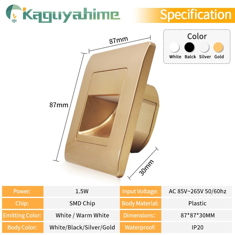 =(K)= 4Pcs Led Stair Light PIR Sensor Wall Light 110V 220V Recessed Footlight Corridor Step Lamp Motion Wall Home Lighting - vue 5 sur 10