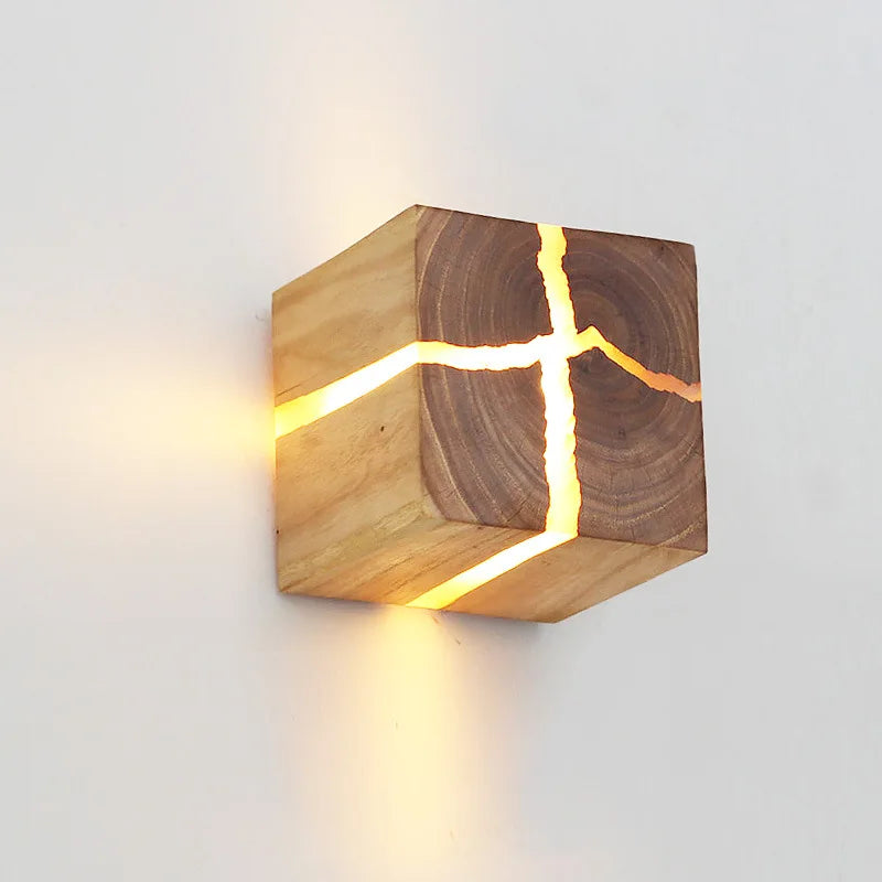 Creative nordic solid wood wall light