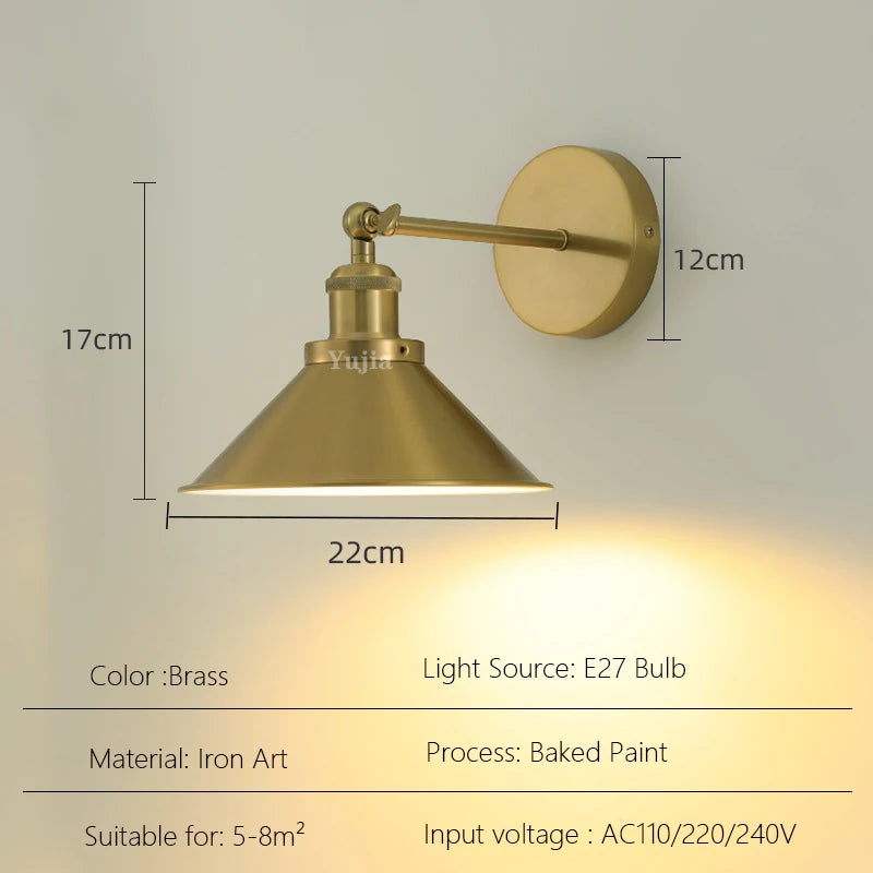 Adjustable retro wall light with decorative shade - vue 8 sur 8