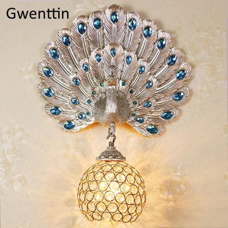 Peacock LED wall light for modern decor