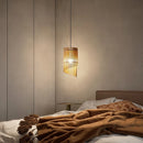 Wabi-sabi wood chandelier with suspended LED lighting