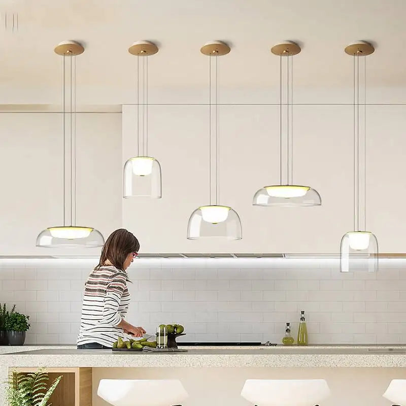 Modern LED pendant light with glass cover - vue 6 sur 9