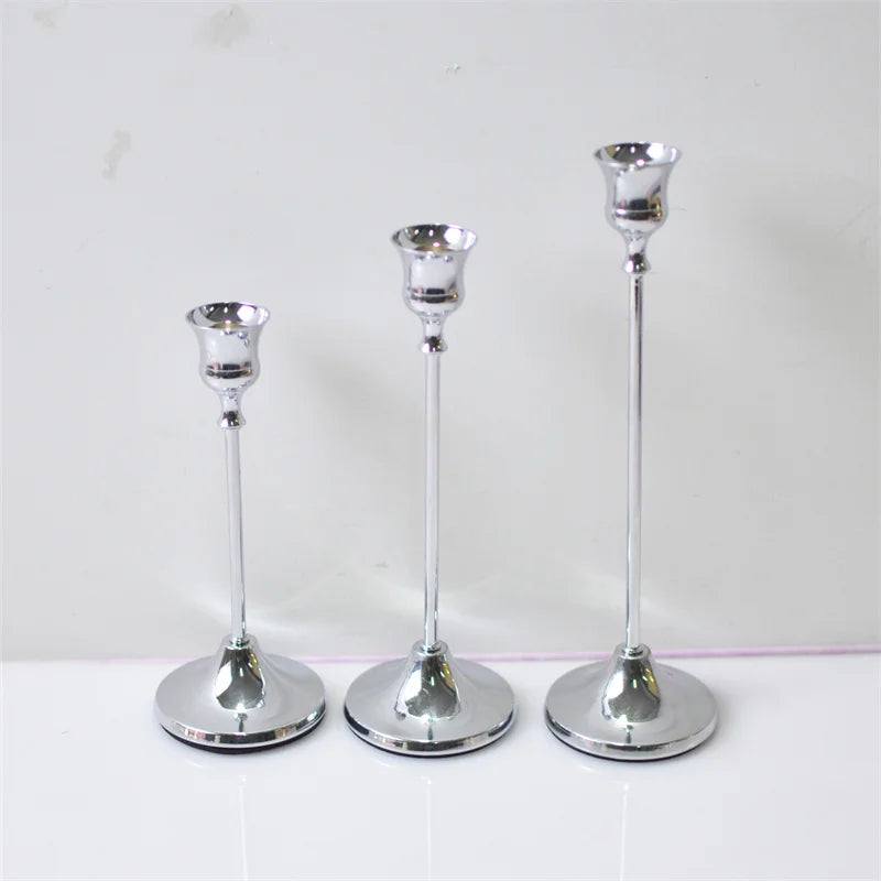Set of 3 vintage metal candle holders for decoration and festive events