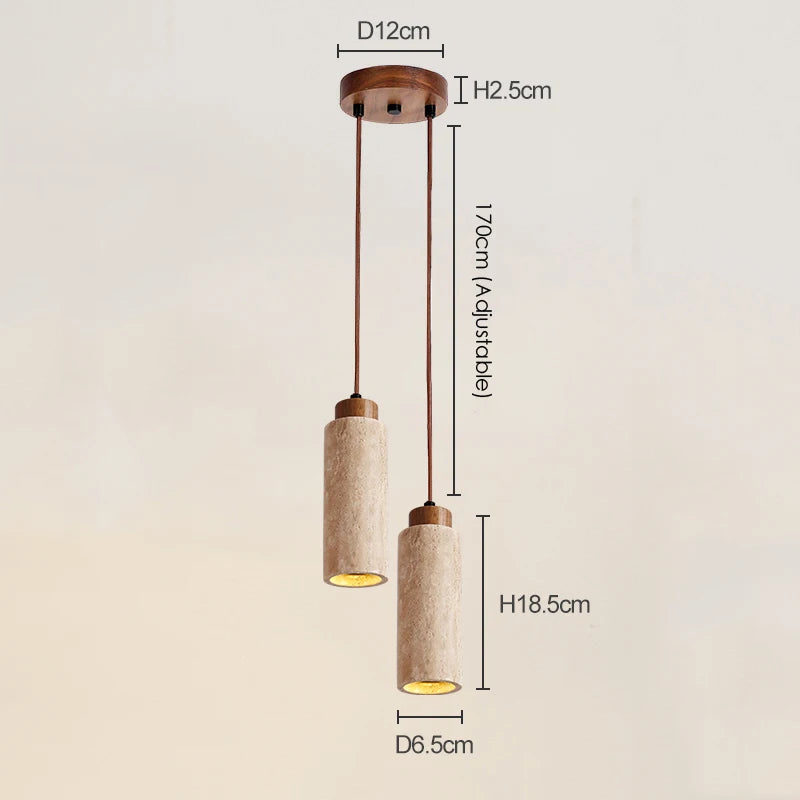 Set of 3 natural wabi sabi LED pendant lights - vue 13 sur 14