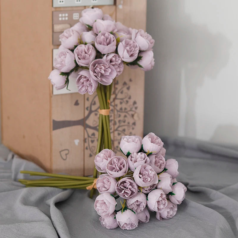bouquet of 27 artificial silk roses and peonies decorative