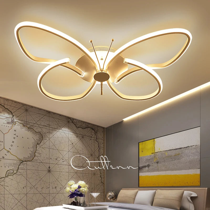 Modern LED butterfly ceiling light with dimmer, decorative