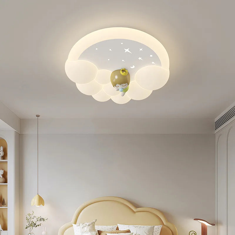 modern LED ceiling light with clouds and bubbles for children's bedrooms - vue 4 sur 10