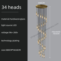 Glass chandelier for decorative indoor suspended lighting