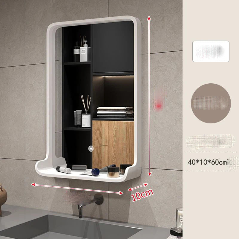 Nordic solid wood bathroom wall mirror