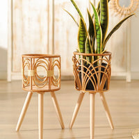 Decorative and practical woven rattan plant and flower pot