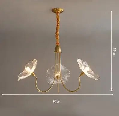 Modern glass lotus flower LED chandelier - vue 11 sur 14