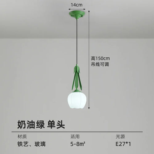 Art deco glass chandelier with hanging floral shade - vue 9 sur 11