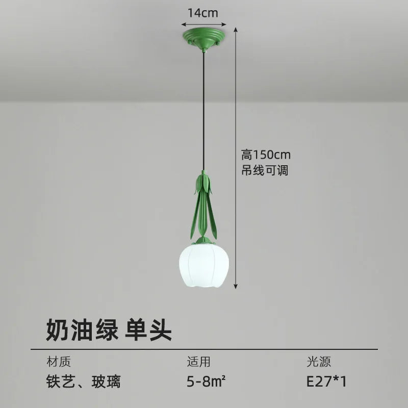 Art deco glass chandelier with hanging floral shade - vue 8 sur 11