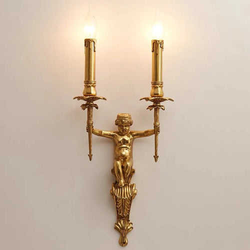 Nordic copper angel wall light classic European decorative indoor lighting