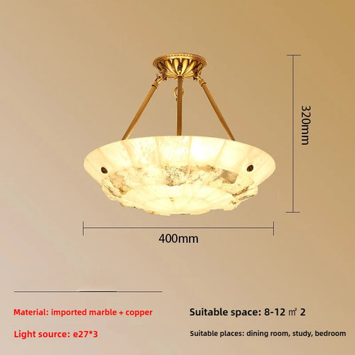 Minimalist copper and marble chandelier modern design
