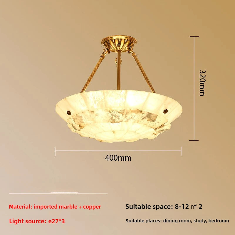 Minimalist copper and marble chandelier modern design