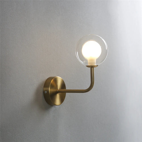 Nordic retro wall lamp with curved metal and glass globe - vue 2 sur 13