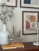 Metal candle holder with molecular design for modern decor