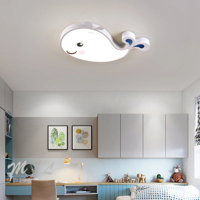 Modern creative whale LED ceiling light for children