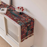 Nordic style jacquard animal table runner with tassels