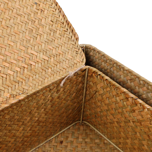 Set of 4 decorative and practical seagrass baskets with lids - vue 6 sur 6