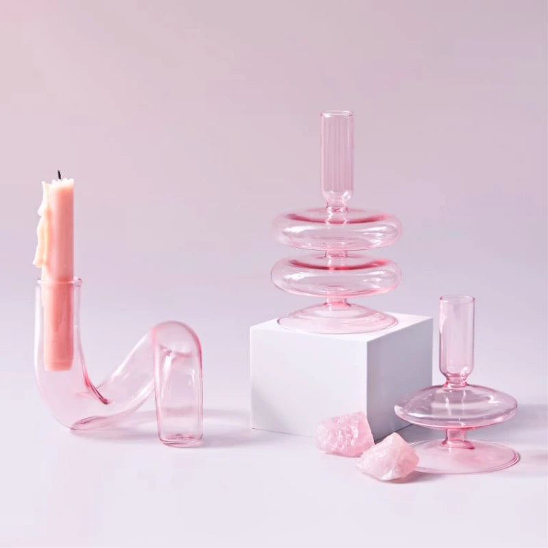 Conical glass candle holder for wedding tables and Nordic decoration - vue 4 sur 28