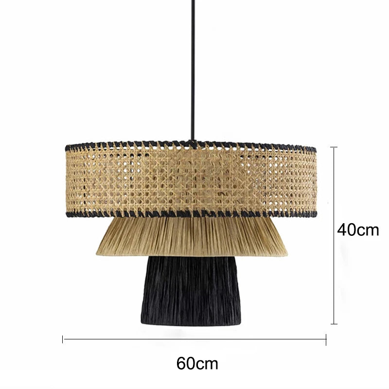 Handmade Japanese style rattan chandelier - vue 17 sur 17