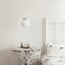 Milky white glass pendant light with bowtie Bauhaus LED