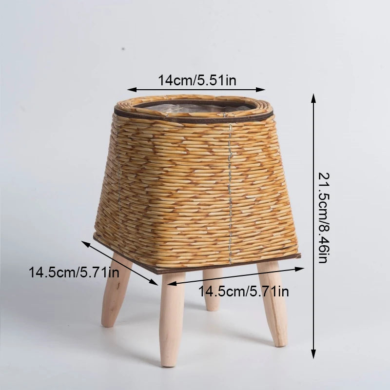 Nordic rattan imitation flower shelf with removable legs