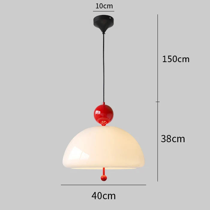 Milky white glass flower pendant light Bauhaus style - vue 9 sur 11