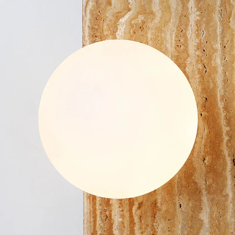 Artistic natural stone wall light with semicircle white glass - vue 7 sur 7