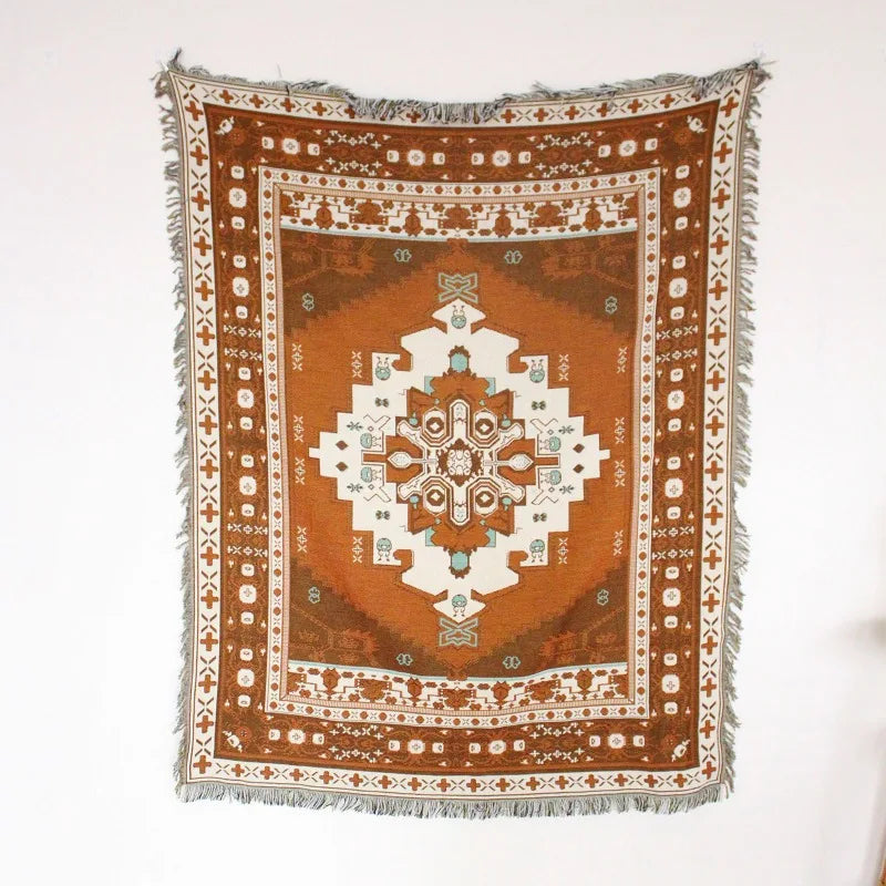 Bohemian pastoral landscape throw for sofa and living room - vue 6 sur 7