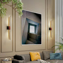 Decorative metal wall light with wood-effect finish