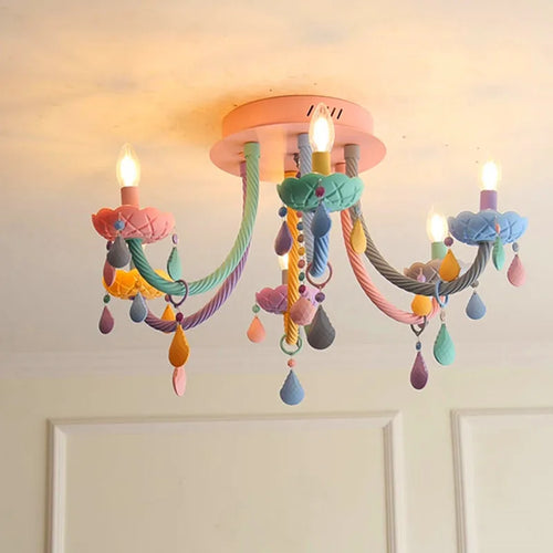 Kawaii crystal rainbow chandelier for children's bedroom decor - vue 6 sur 18