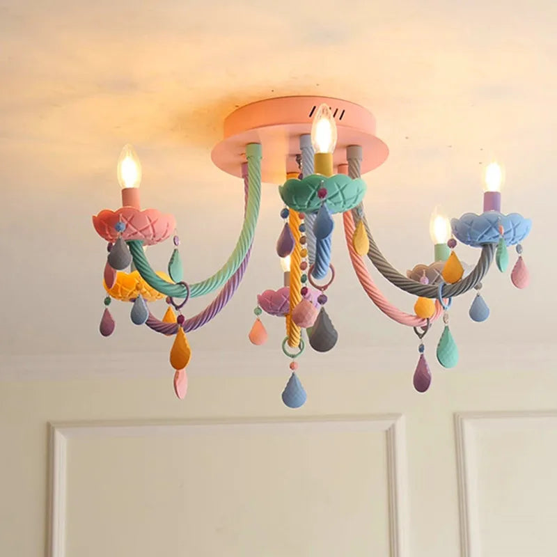 Kawaii crystal rainbow chandelier for children's bedroom decor - vue 5 sur 18