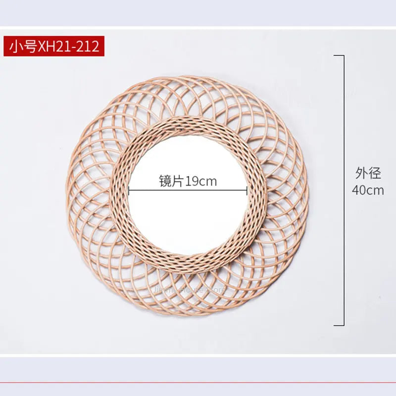 rattan wall mirrors for creative interior decoration - vue 6 sur 8