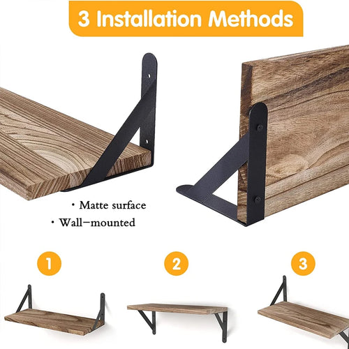 simple design solid wood wall shelves for hanging storage - vue 3 sur 10