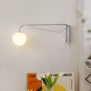 led wall light with glass swing arm for reading