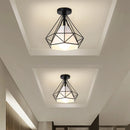 Retro industrial LED ceiling light with metal cage vintage fixture