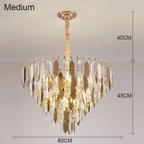lustre moderne en cristal doré à led design élégant pour intérieur - vue 10 sur 9